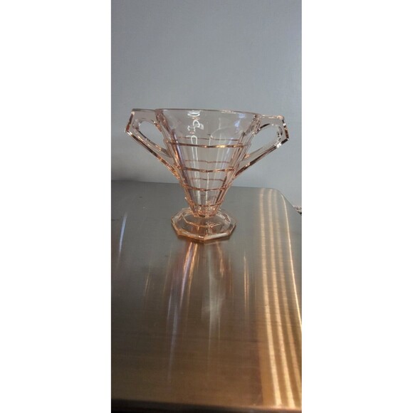 INDIANA GLASS Tea Room Pink Creamer and Open Sugar Depression Glass art deco - Picture 2 of 6